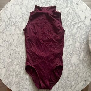 Leotard Maroon Mesh Key Hole Cutout